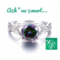 925 ayar gümüş  RODYUM MİSTİK TOPAZ TAŞLI BAYAN YÜZÜK