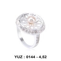 İncili Zirkon Rodyumlu Yüzük