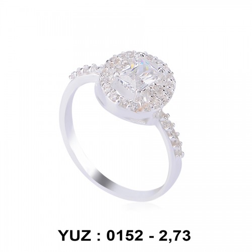 Beyaz Zirkon Taşlı Rodyumlu Yüzük