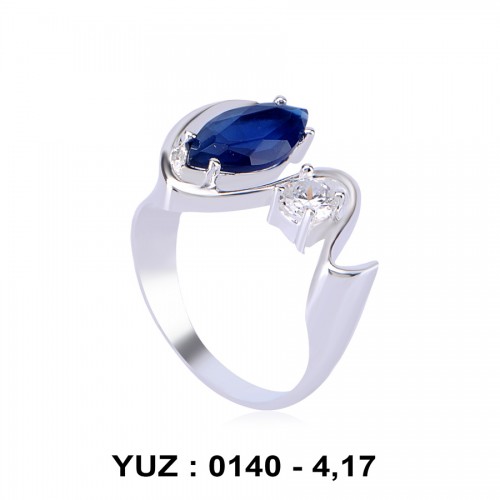 Safir Glass Taşlı Rodyumlu Yüzük