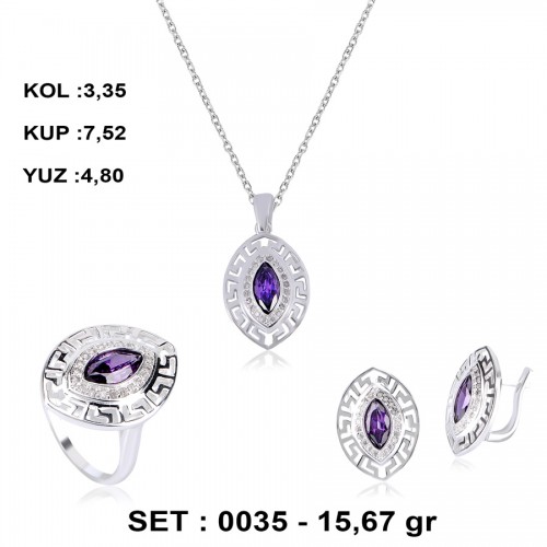 AMETİS RENKLİ ZİRKON GÜMÜŞ SET