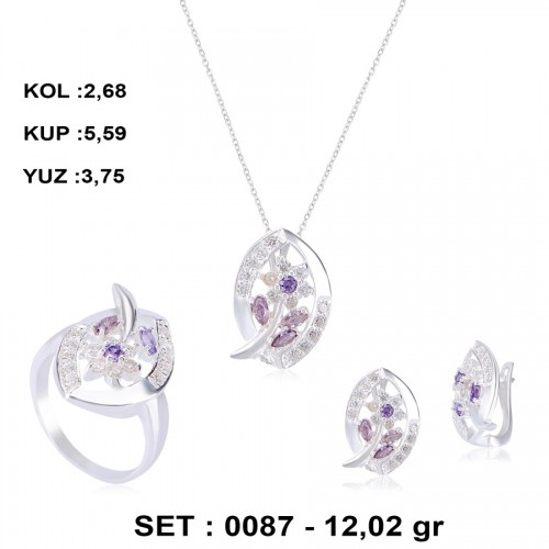 AMETİS RENKLİ ZİRKON GÜMÜŞ SET