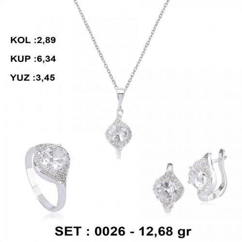 BEYAZ RENKLİ ZİRKON GÜMÜŞ SETLER