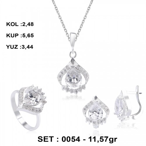 BEYAZ RENKLİ ZİRKON GÜMÜŞ SET