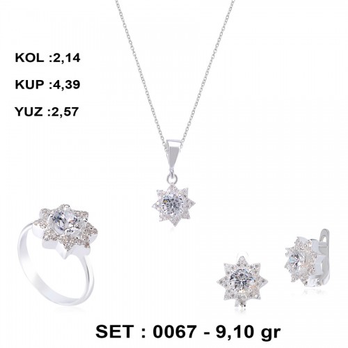 BEYAZ RENKLİ ZİRKON GÜMÜŞ SET