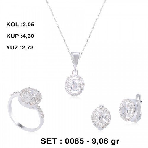 BEYAZ RENKLİ ZİRKON GÜMÜŞ SET