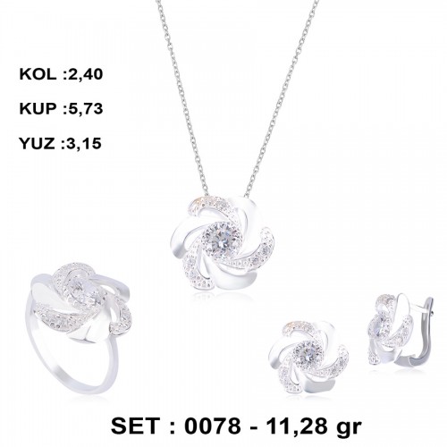 BEYAZ TAŞLI ZİRKON GÜMÜŞ SET