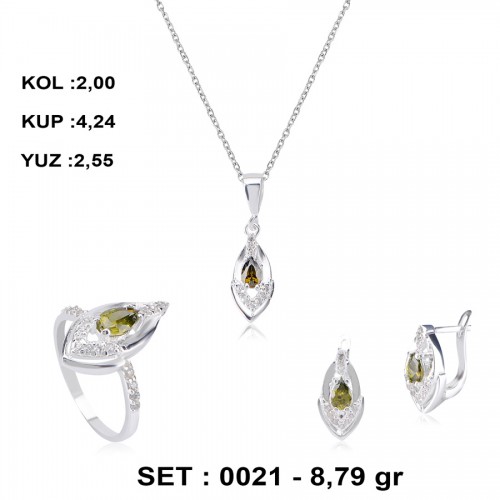 OLİV-YEŞİL-ZİRKON-GÜMÜŞ-SET