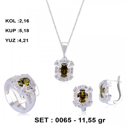 OLİV-YEŞİL-ZİRKON-GÜMÜŞ-SET
