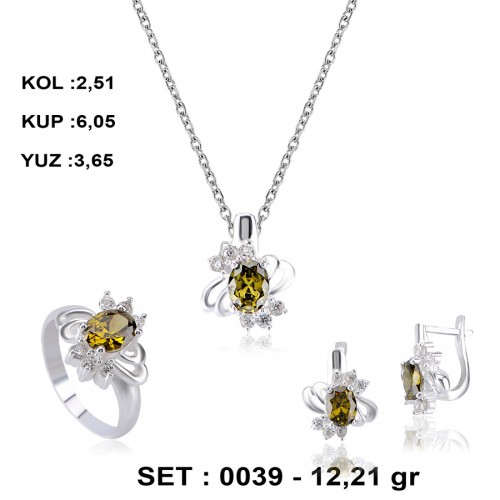OLİV-YEŞİL-ZİRKON-GÜMÜŞ-SET