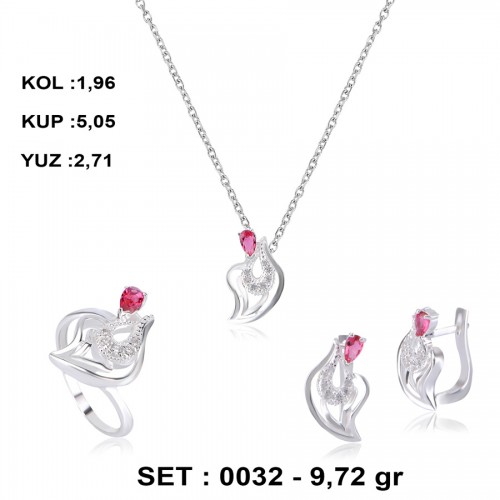 YAKUT-RENKLİ-ZİRKON-GÜMÜŞ-SET
