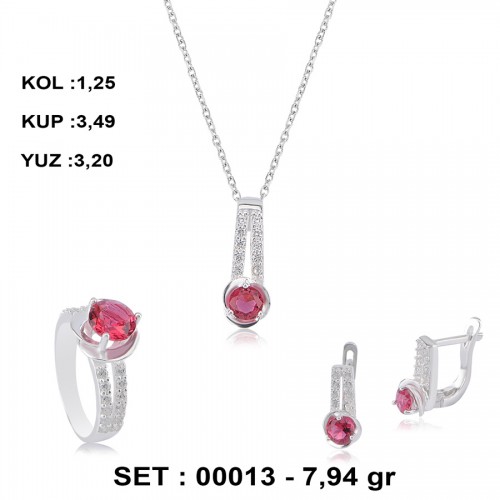 YAKUT-RENKLİ-ZİRKON-GÜMÜŞ-SET