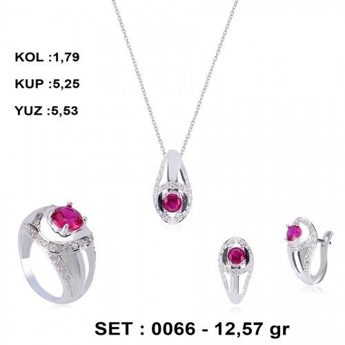 YAKUT-RENKLİ-ZİRKON-GÜMÜŞ-SET
