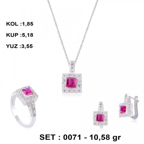 YAKUT-RENKLİ-ZİRKON-GÜMÜŞ-SET