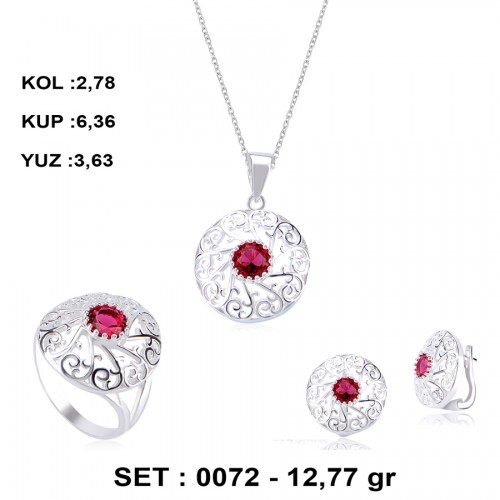 YAKUT-RENKLİ-ZİRKON-GÜMÜŞ-SET
