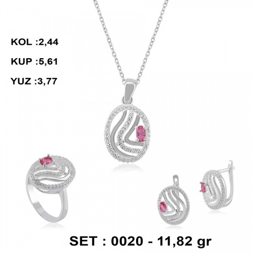 YAKUT-RENKLİ-ZİRKON-GÜMÜŞ-SET
