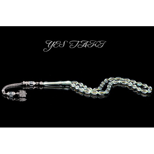 925 ayar gümüş püsküllü özel işçilikli uçak camı toz kehribar