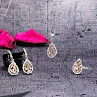 damla pırlanta gümüş baget set